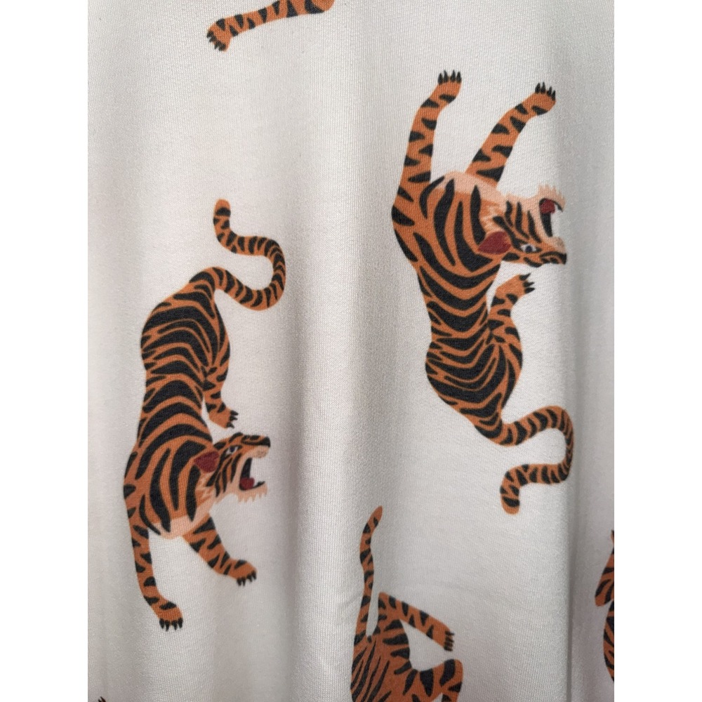 12PM Tiger Oversized Sweatshirt White Orange M/L New - Picture 2 of 4